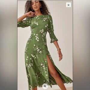 Size 4 Reformation Floral Green Dress